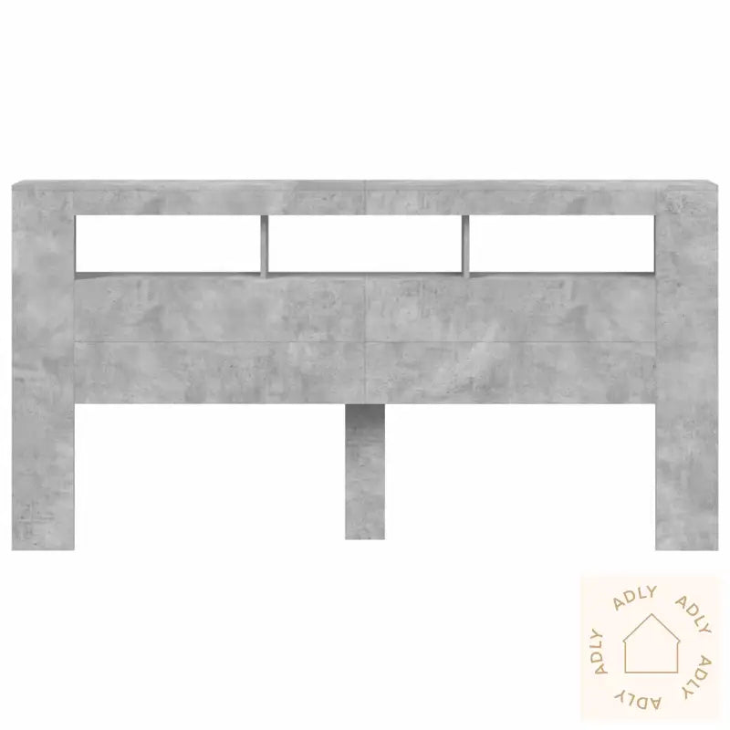 Sengegavl Med Led Betonggrå 200X18,5X103,5 Cm Konstruert Tre