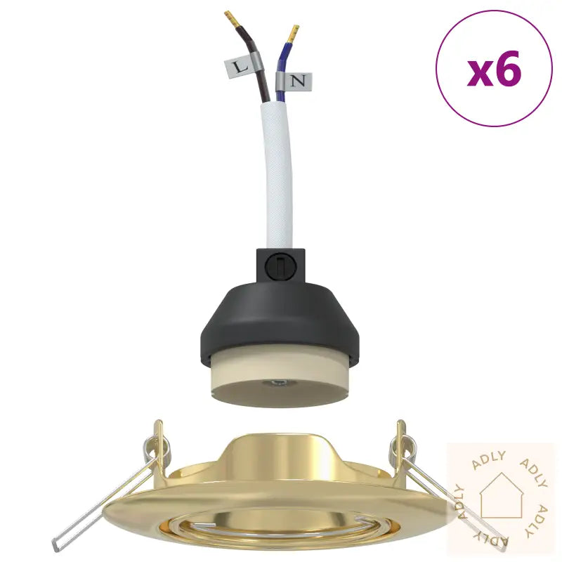 Innfelt Spotlys 6 Stk Runde Gu10 Gull Ø90 Mm Stål