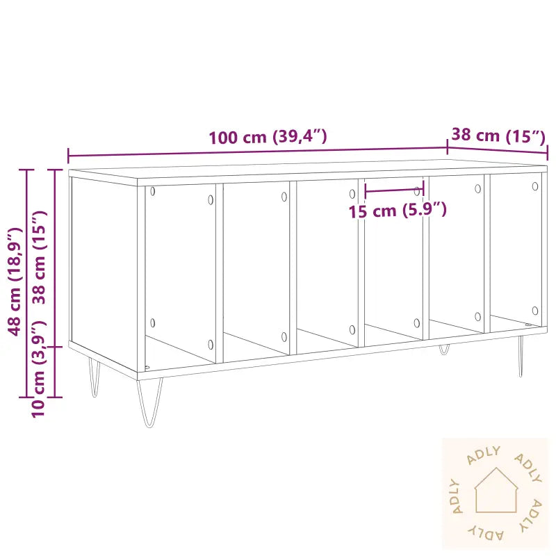 Record Cabinet Svart Eik 100X38X48 Cm Konstruert Tre
