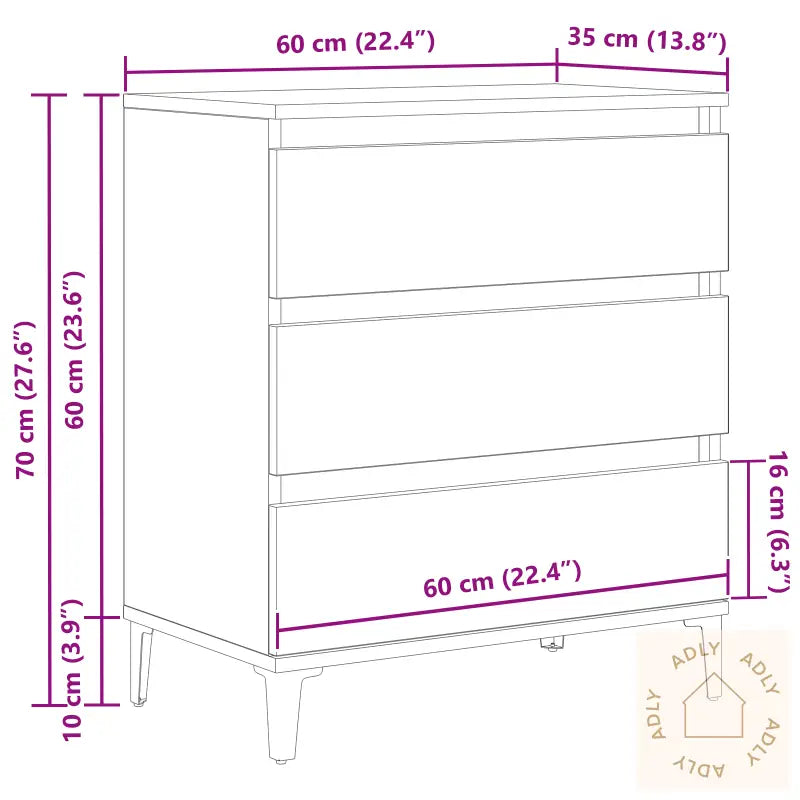 Skap Svart Eik 60X35X70 Cm Konstruert Tre