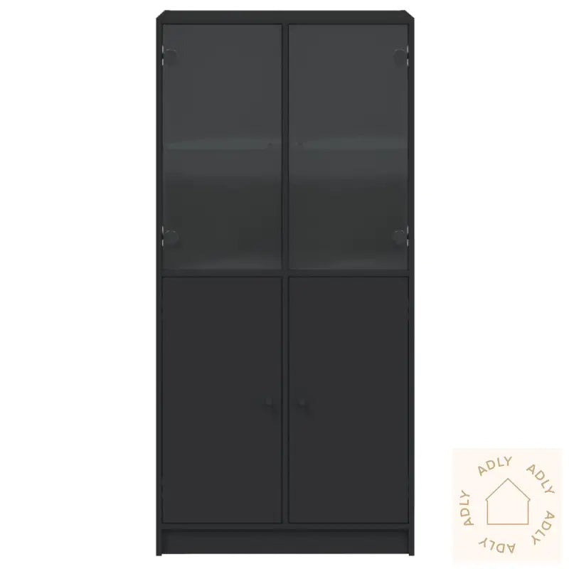 Highboard Med Dører Svart 68X37X142 Cm Konstruert Tre