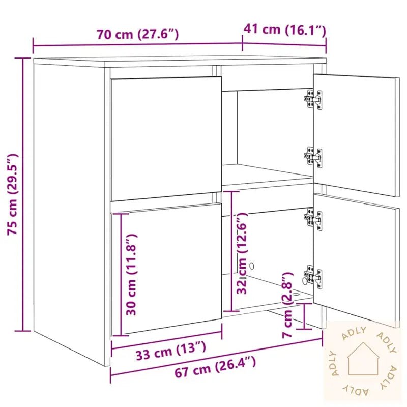 Serviesskap 2 Pcs Artisan Eik 70 X 41 X 75 Cm Konstruert Tre