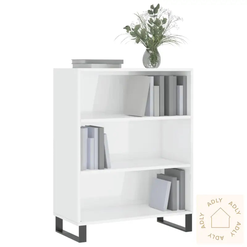 Hylle Høyglans Hvit 69,5X32,5X90 Cm Konstruert Tre