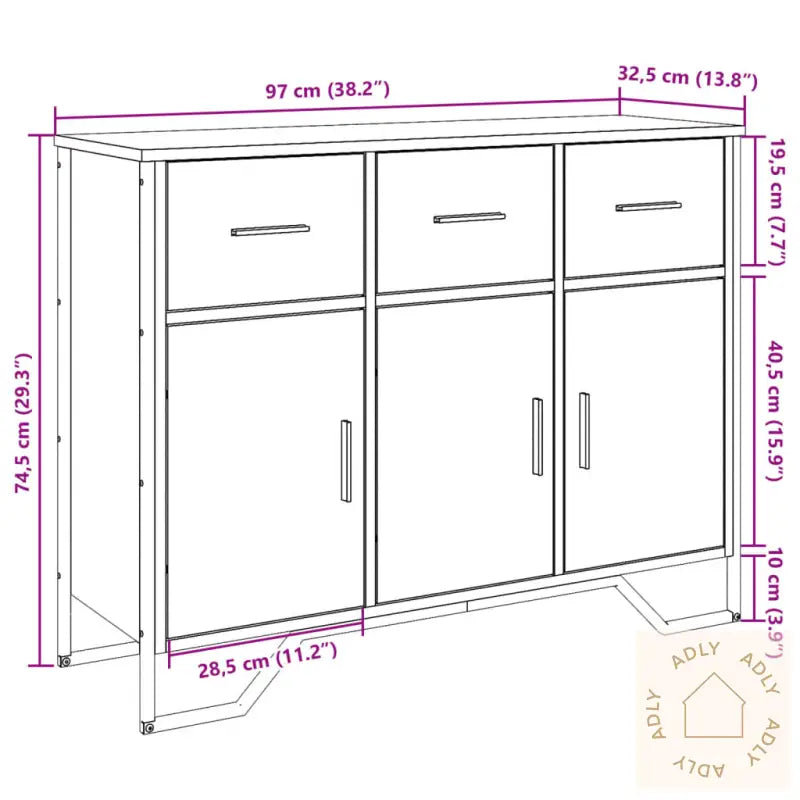 Skjenk Røkt Eik 97X32,5X74,5 Cm Konstruert Tre