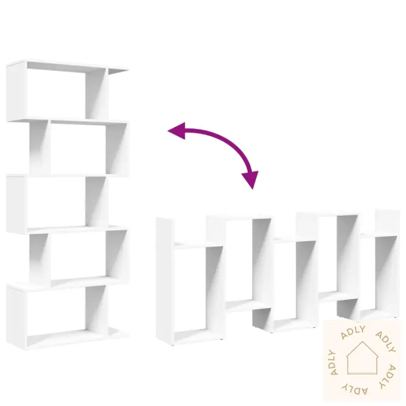 Romdeler Bokhylle 5 Etasjer Hvit 70X24X161 Cm Konstruert Tre