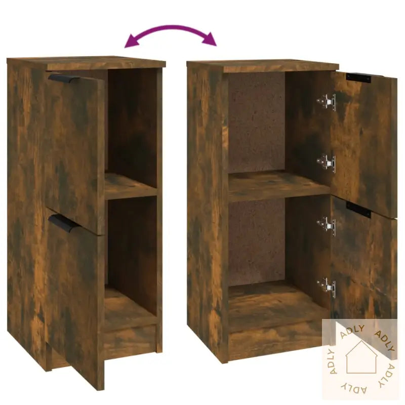 Skjenker 2 Stk Røkt Eik 30X30X70 Cm Konstruert Tre