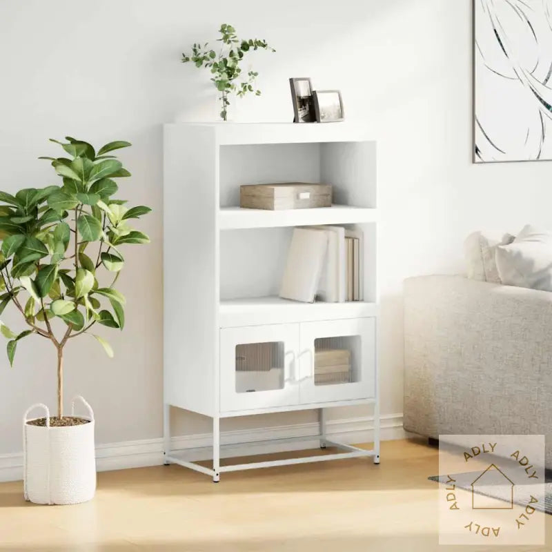 Highboard Hvit 68X39X123 Cm Stål