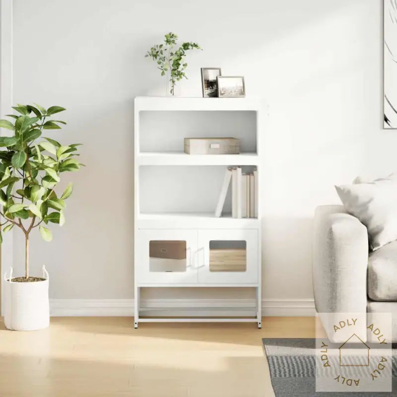 Highboard Hvit 68X39X123 Cm Stål