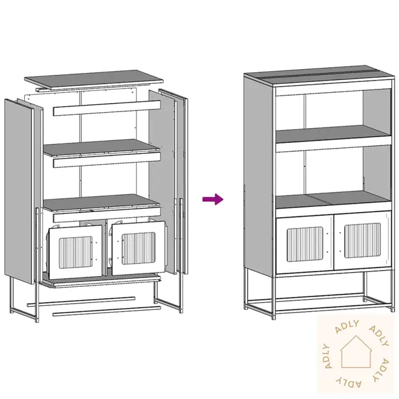 Highboard Hvit 68X39X123 Cm Stål