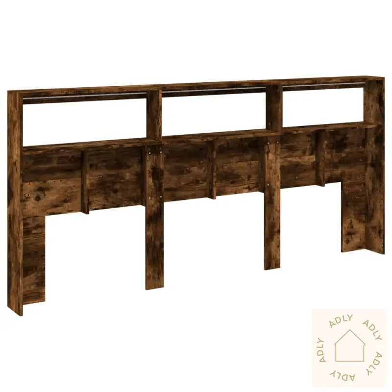 Hodegavl Skap Med Led Røkt Eik 220X17X102 Cm