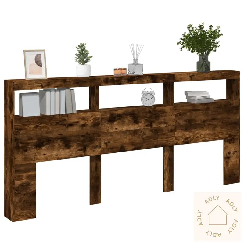 Hodegavl Skap Med Led Røkt Eik 220X17X102 Cm
