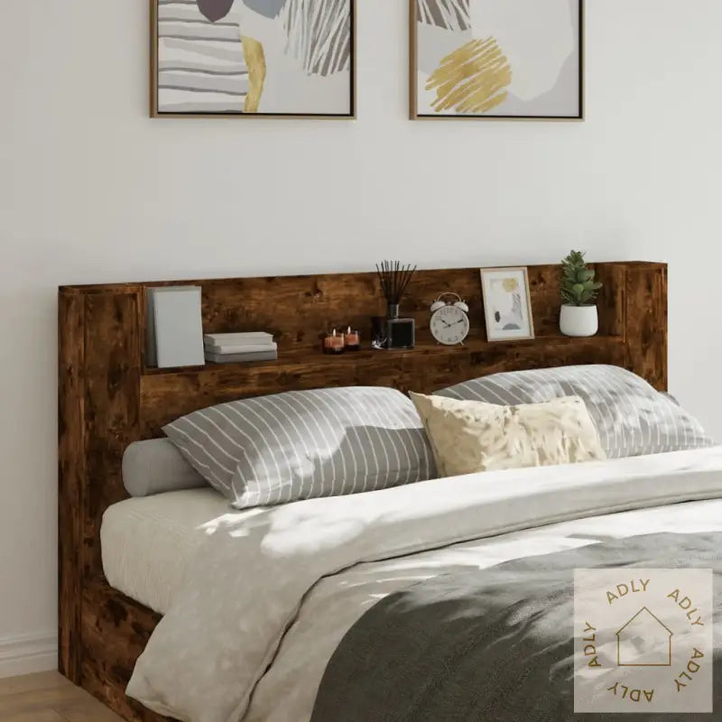 Hodegavl Skap Med Led Røkt Eik 200X16,5X103,5 Cm