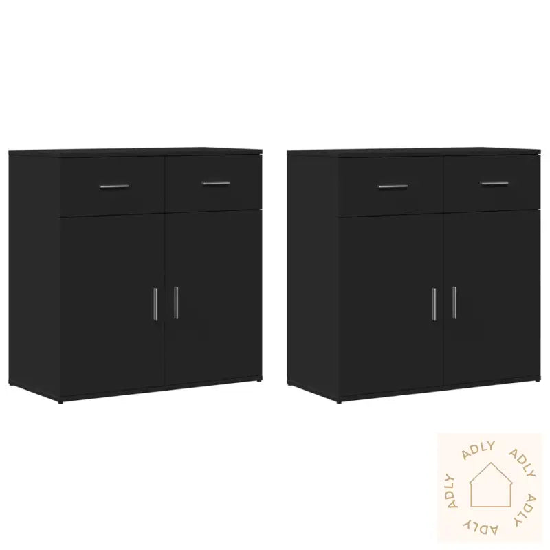 Skjenker 2 Stk Svart 79X38X80 Cm Konstruert Tre