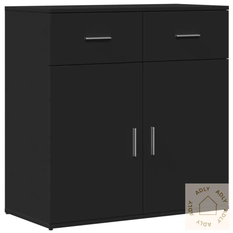 Skjenker 2 Stk Svart 79X38X80 Cm Konstruert Tre