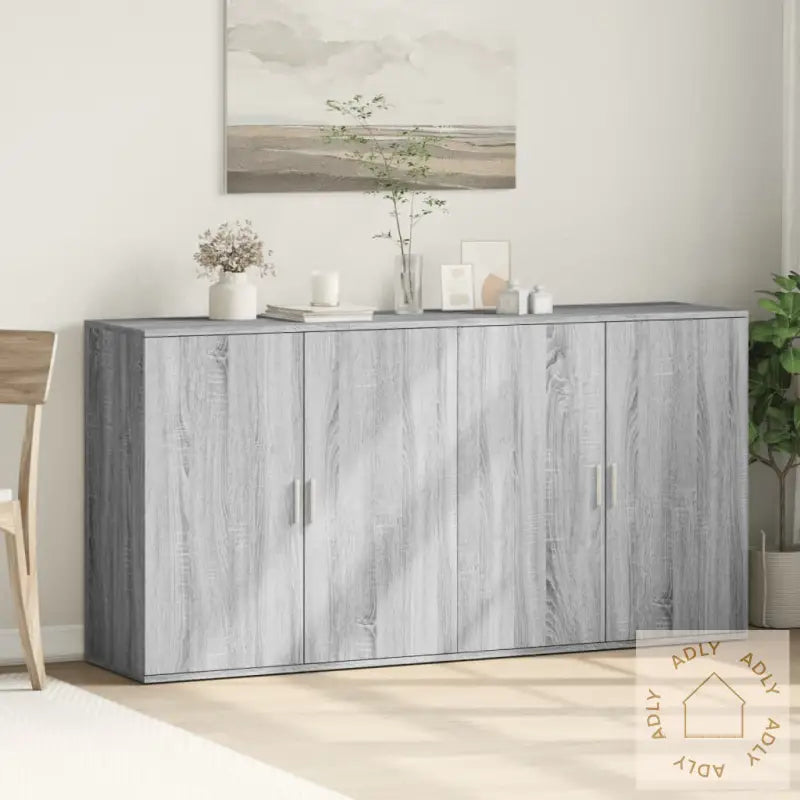 Skjenker 2 Stk Grå Sonoma 79X38X80 Cm Konstruert Tre