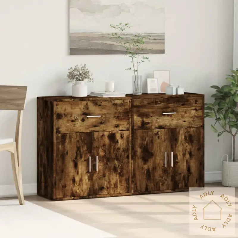 Skjenker 2 Røkt Eik 60X31X70 Cm Konstruert Tre