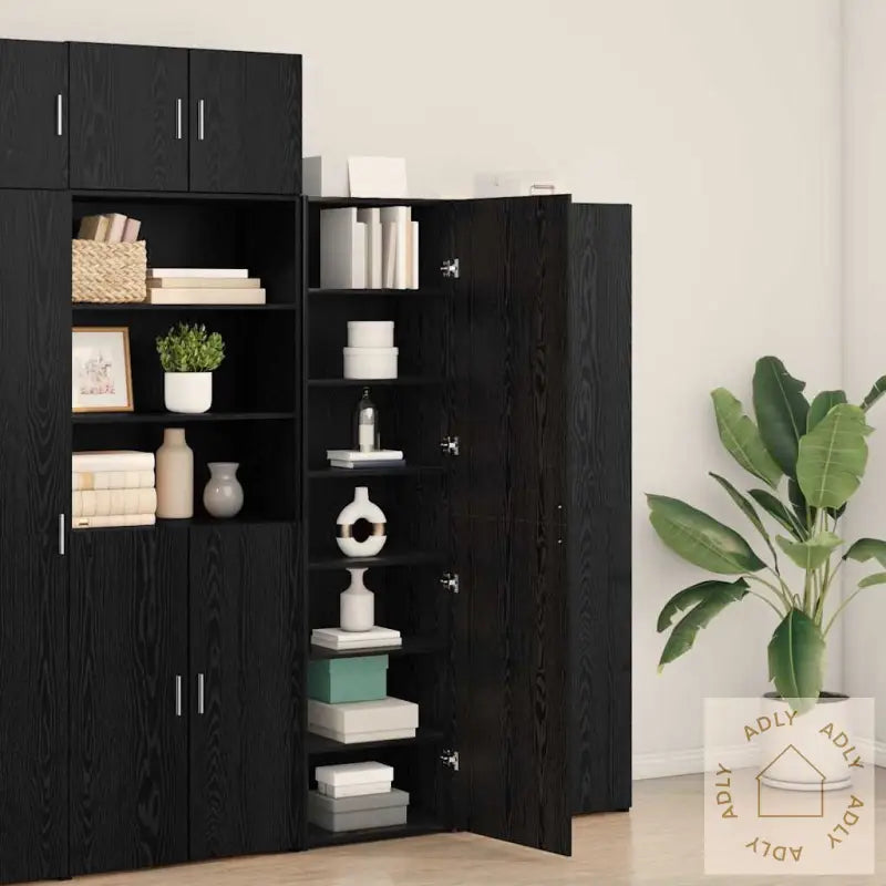 Høyskap Svart Eik 50X42,5X185 Cm Konstruksjonstre