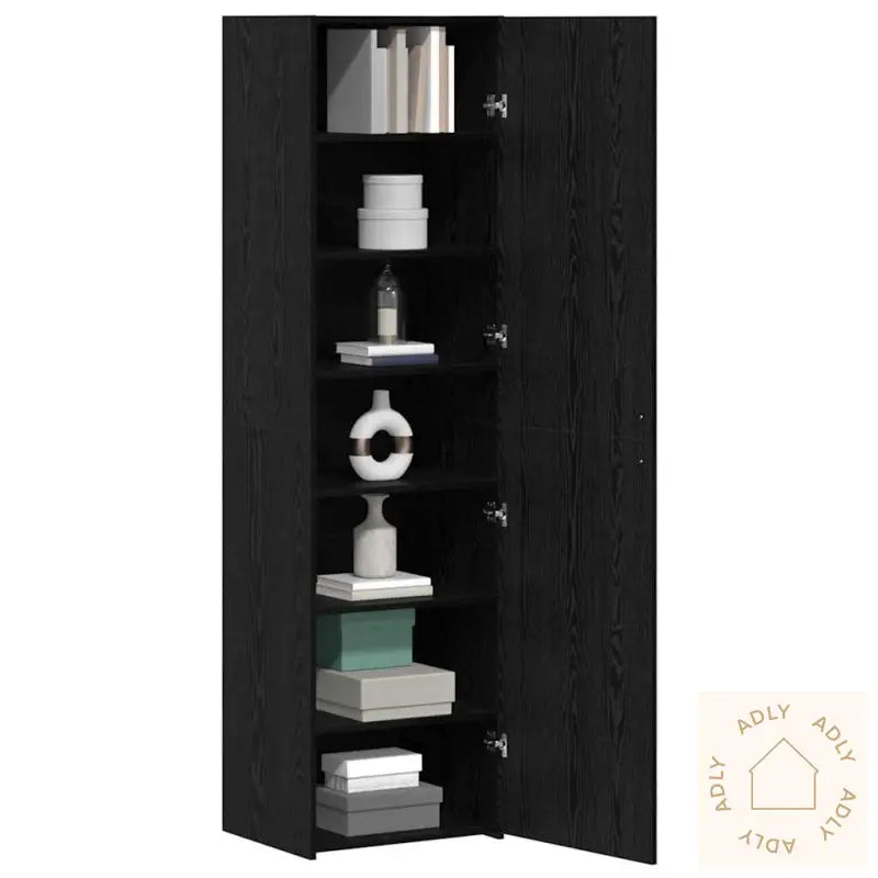 Høyskap Svart Eik 50X42,5X185 Cm Konstruksjonstre