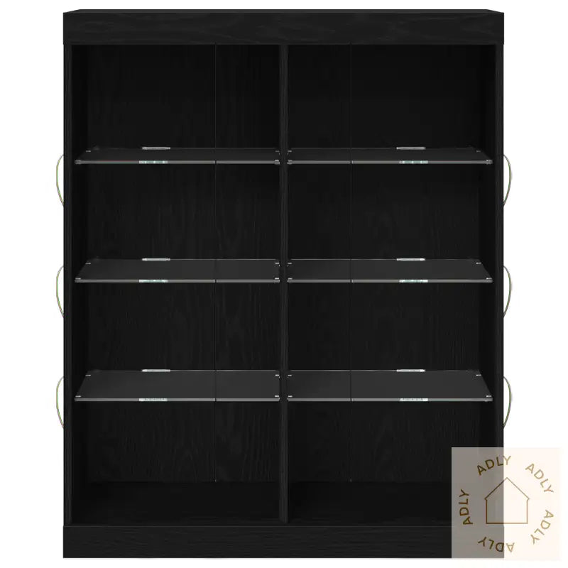 Sideboard Med Led-Lamper Svart Eik 41X37X100 Cm