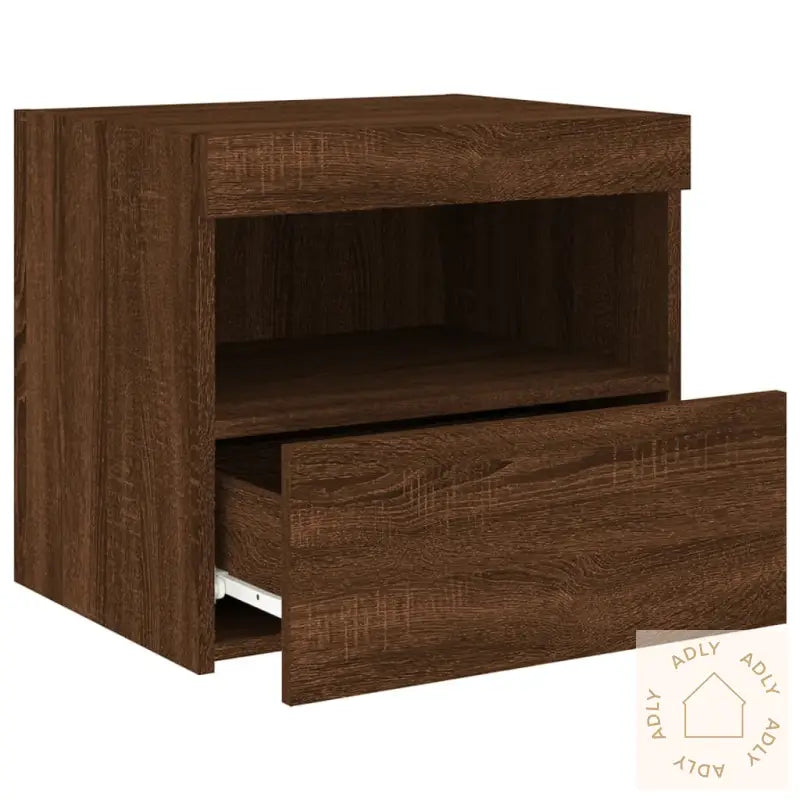 Nattbord Med Led Brun Eik 50X40X45 Cm