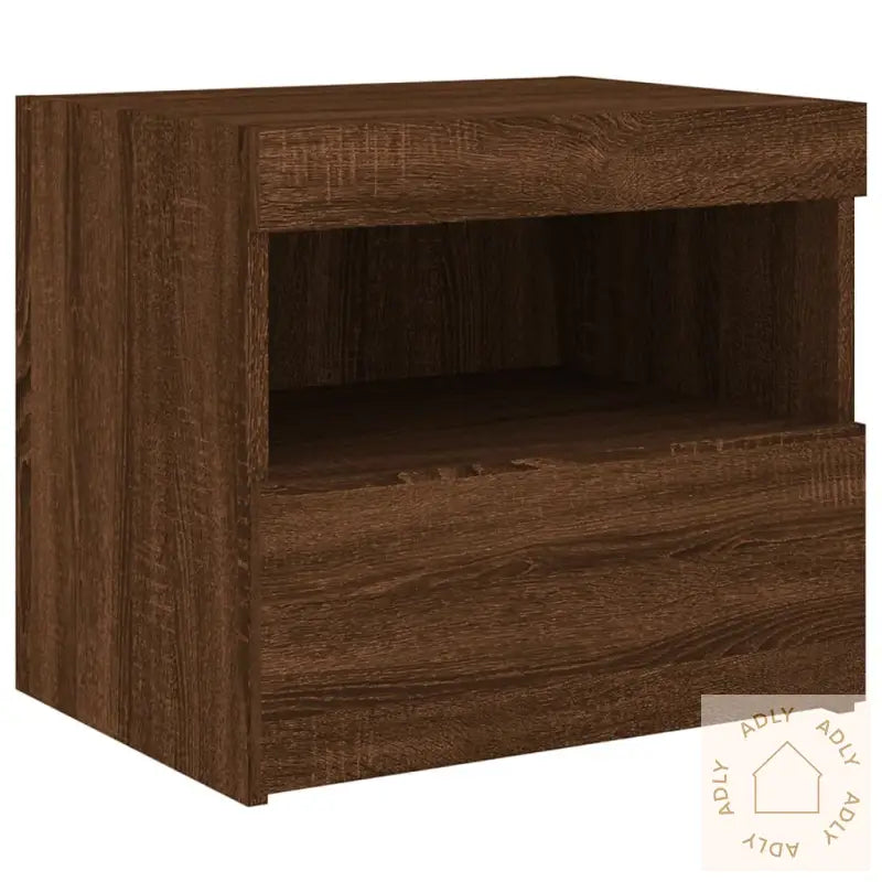 Nattbord Med Led Brun Eik 50X40X45 Cm