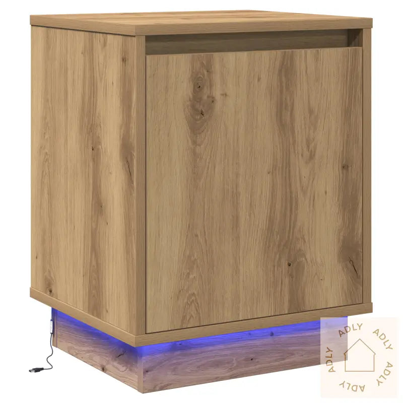 Nattbord Med Led-Lys I Artisan Eik 39X34,5X50 Cm