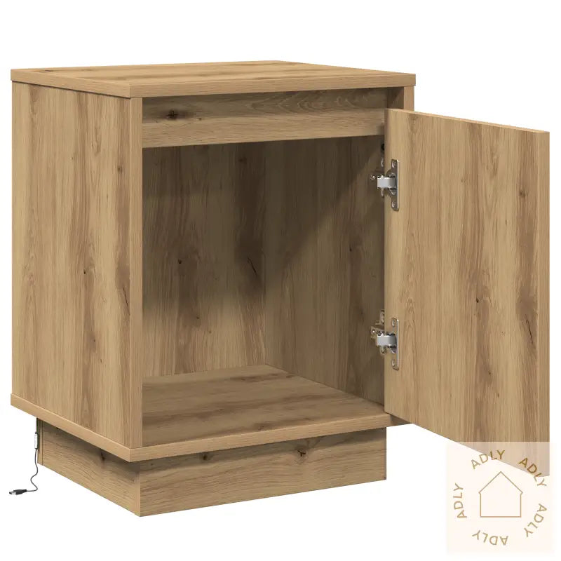 Nattbord Med Led-Lys I Artisan Eik 39X34,5X50 Cm