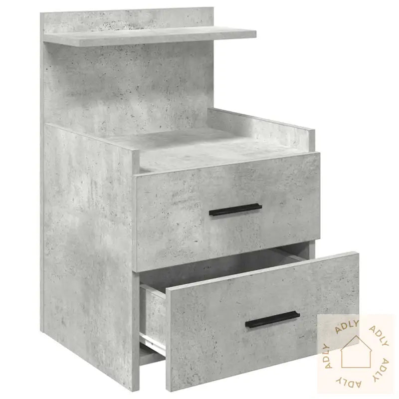 Nattbord 2 Stk Med 2 Skuffer Betonggrå 40X36,5X62 Cm