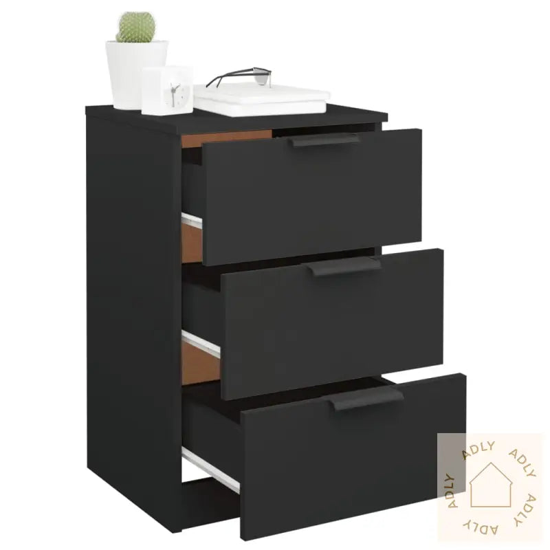 Nattbord 2 Stk Svart 40X36X65 Cm