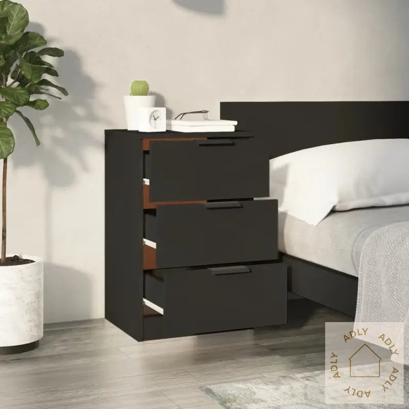Nattbord 2 Stk Svart 40X36X65 Cm