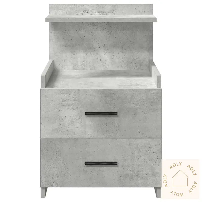 Nattbord 2 Stk Med 2 Skuffer Betonggrå 40X36,5X62 Cm