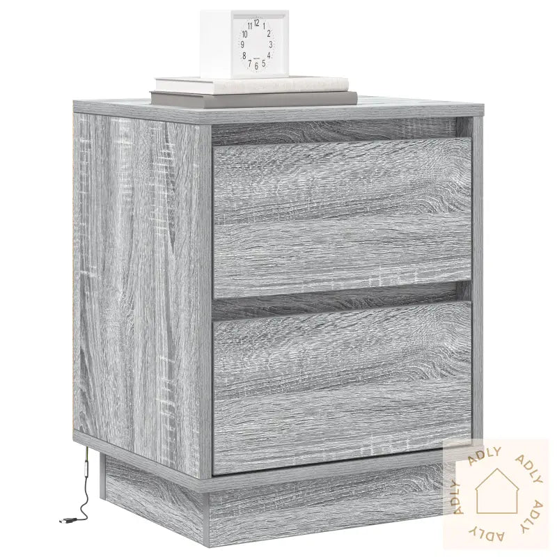 Soveromskap Med Led-Lamper Grå Sonoma 39X34,5X50 Cm
