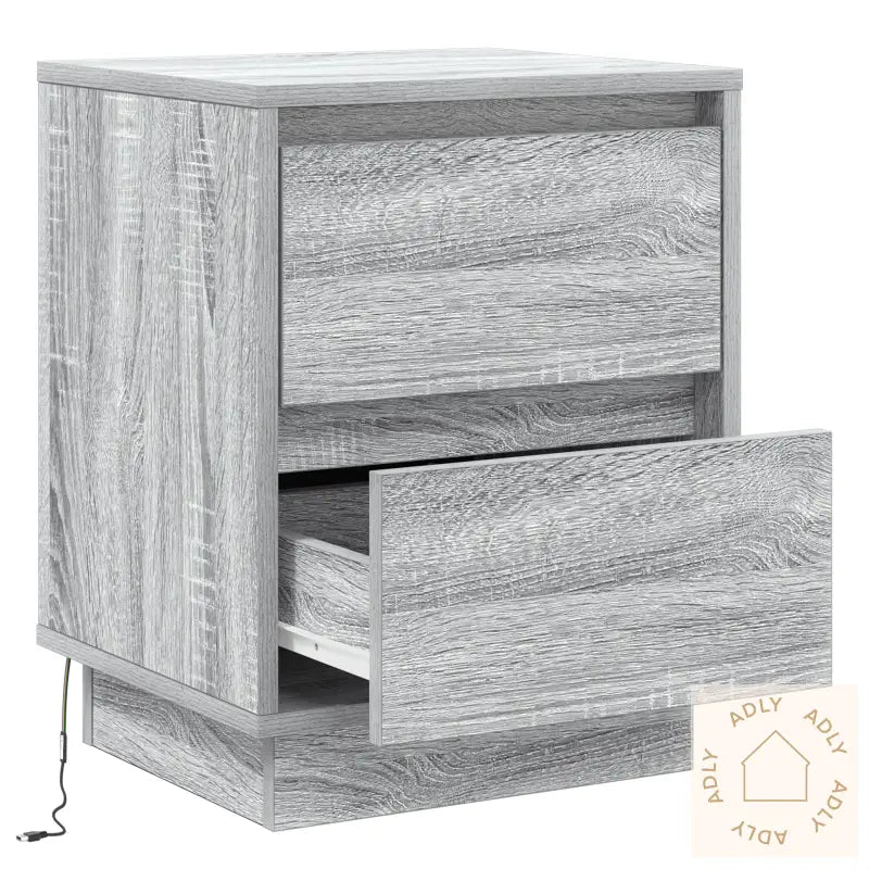 Soveromskap Med Led-Lamper Grå Sonoma 39X34,5X50 Cm