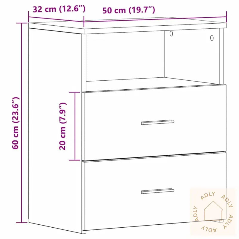 Nattbord 2 Stk Artisan Eik 50X32X60 Cm Konstruert Tre