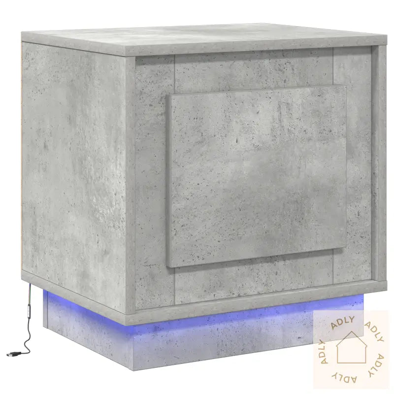 Nattbord Med Led-Lamper Betong Grå 44X34,5X45 Cm