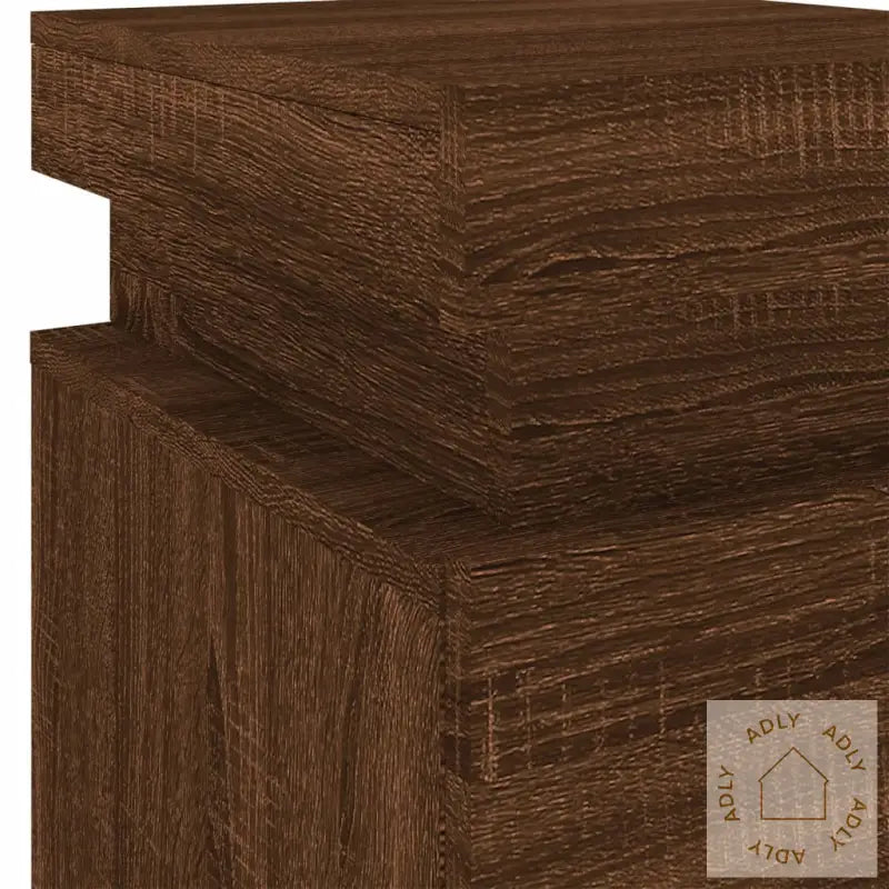 Nattbord Med Led 2 Stk Brun Eik 35X39X55 Cm