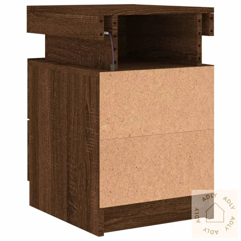 Nattbord Med Led 2 Stk Brun Eik 35X39X55 Cm