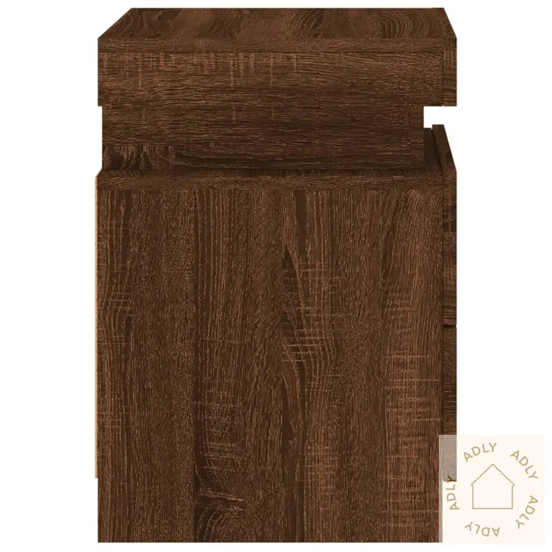 Nattbord Med Led 2 Stk Brun Eik 35X39X55 Cm