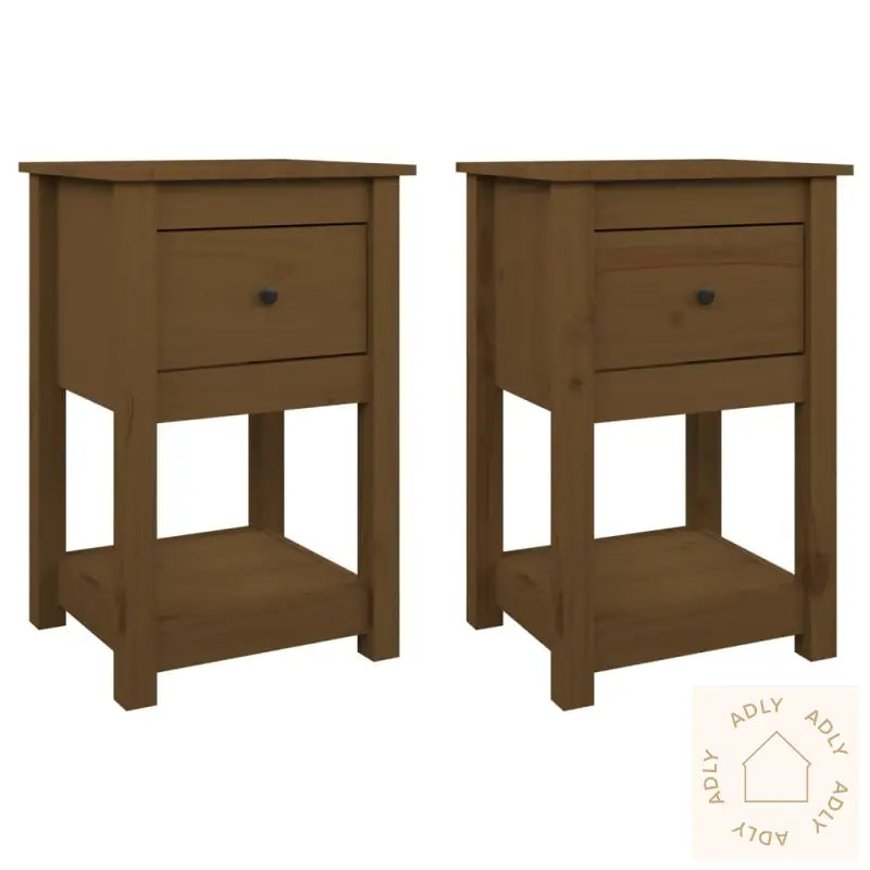 Nattbord 2 Stk Honningbrun 40X35X61 Cm Heltre Furu