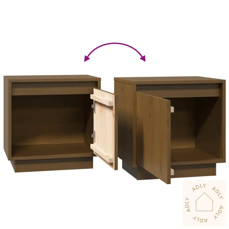 Nattbord 2 Stk Honningbrun 40X30X40 Cm Heltre Furu