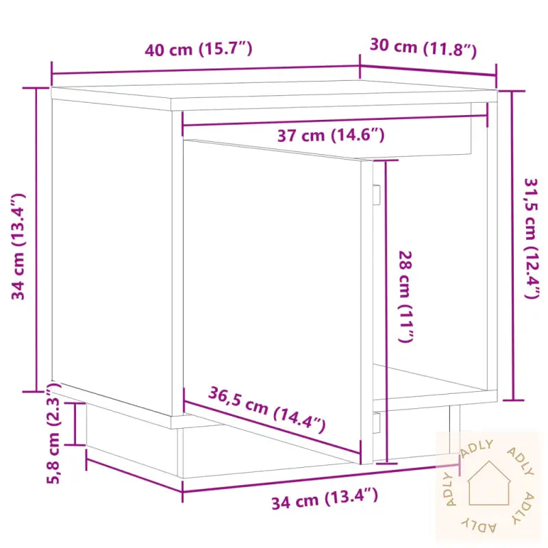 Nattbord 2 Stk Honningbrun 40X30X40 Cm Heltre Furu