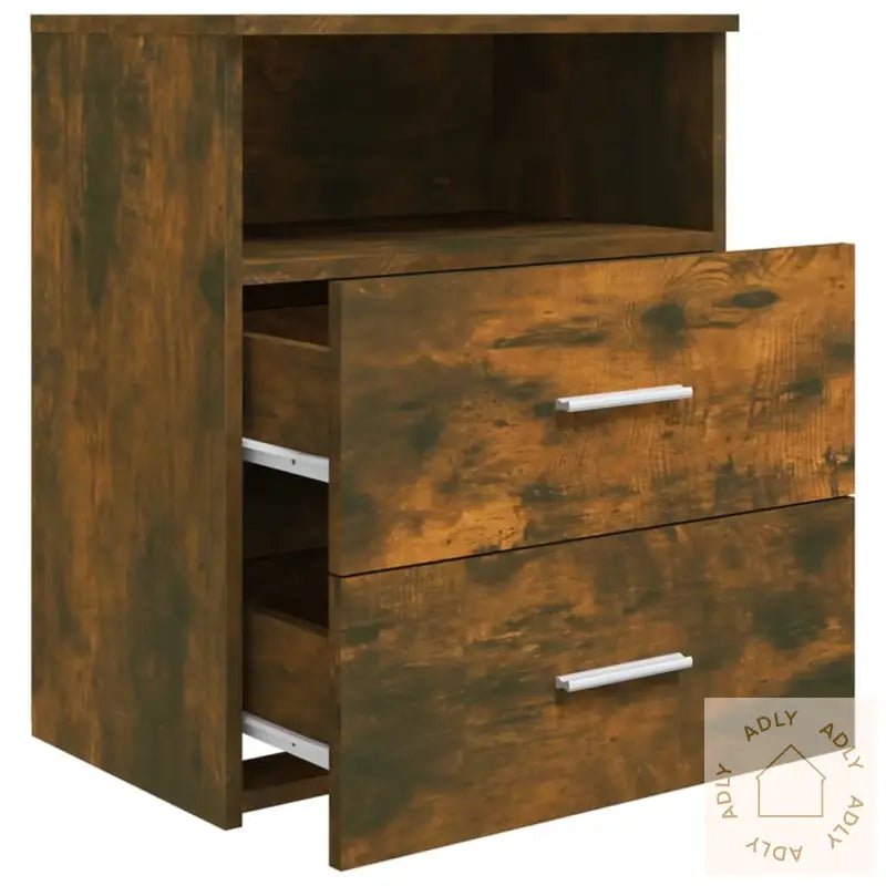 Nattbord 2 Stk Røkt Eik 50X32X60 Cm