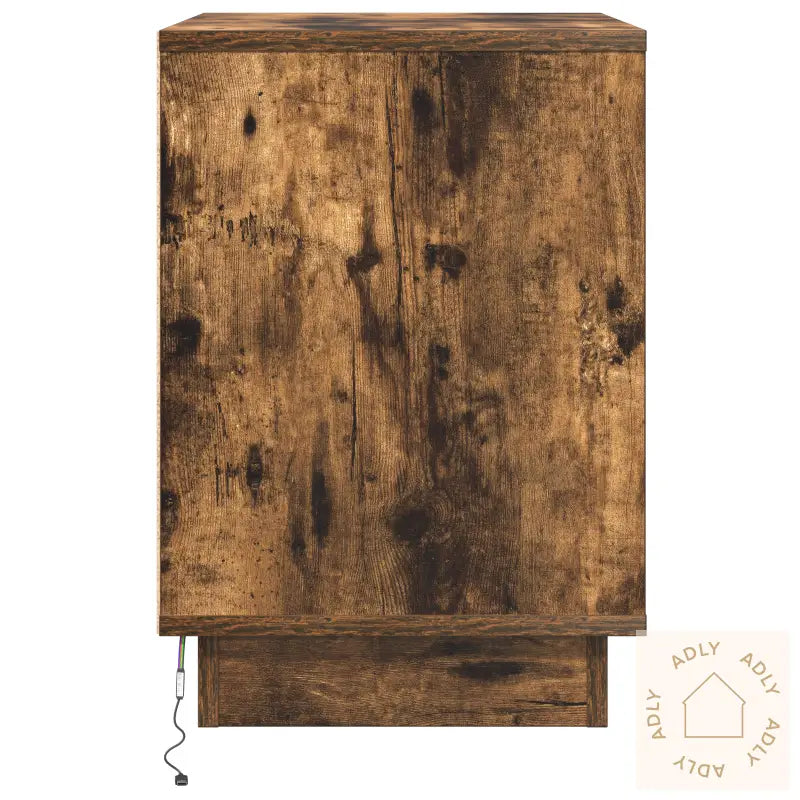Nattbord Med Led-Lamper Røkt Eik 50X34,5X50 Cm
