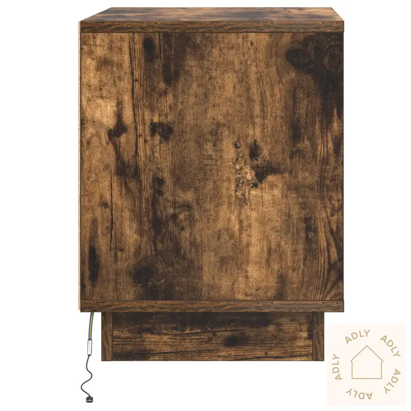 Nattbord Med Led-Lamper 2 Stk Røkt Eik 44X34,5X45 Cm