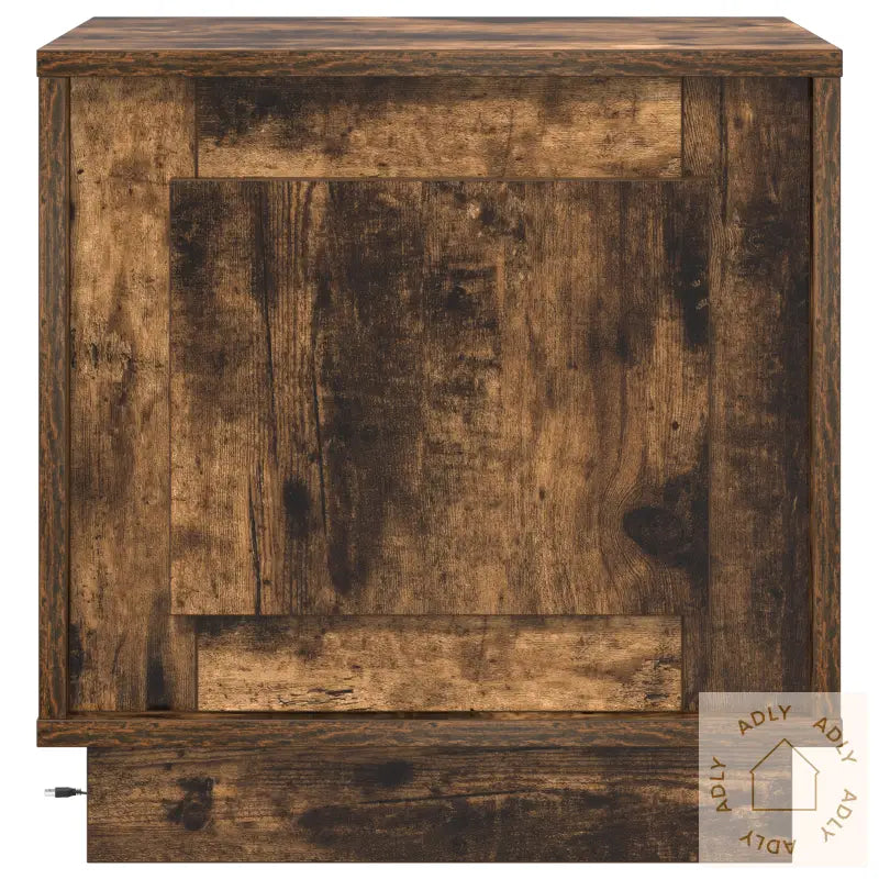 Nattbord Med Led-Lamper Røkt Eik 44X34,5X45 Cm