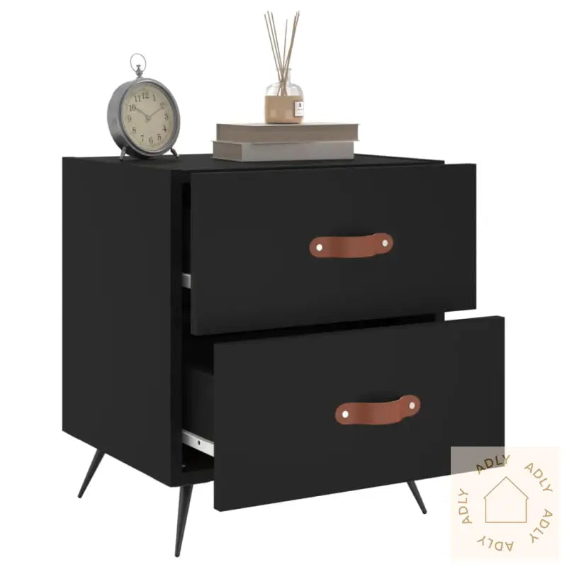 Nattbord 2 Stk Svart 40X35X47,5 Cm Konstruert Tre
