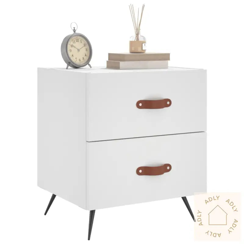Nattbord 2 Stk Hvit 40X35X47,5 Cm Konstruert Tre