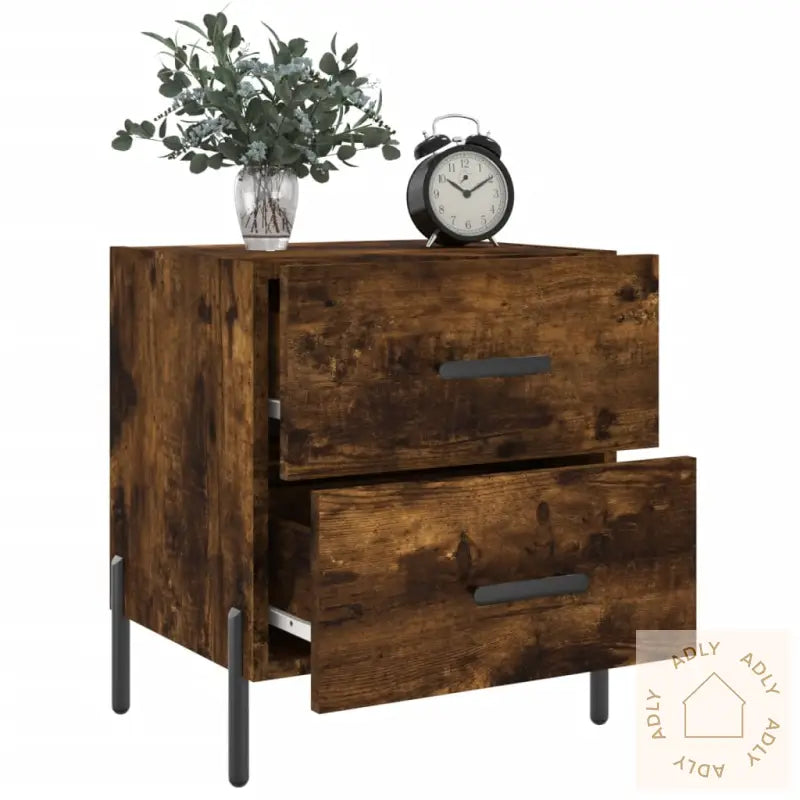 Nattbord Røkt Eik 40X35X47,5 Cm Konstruert Tre