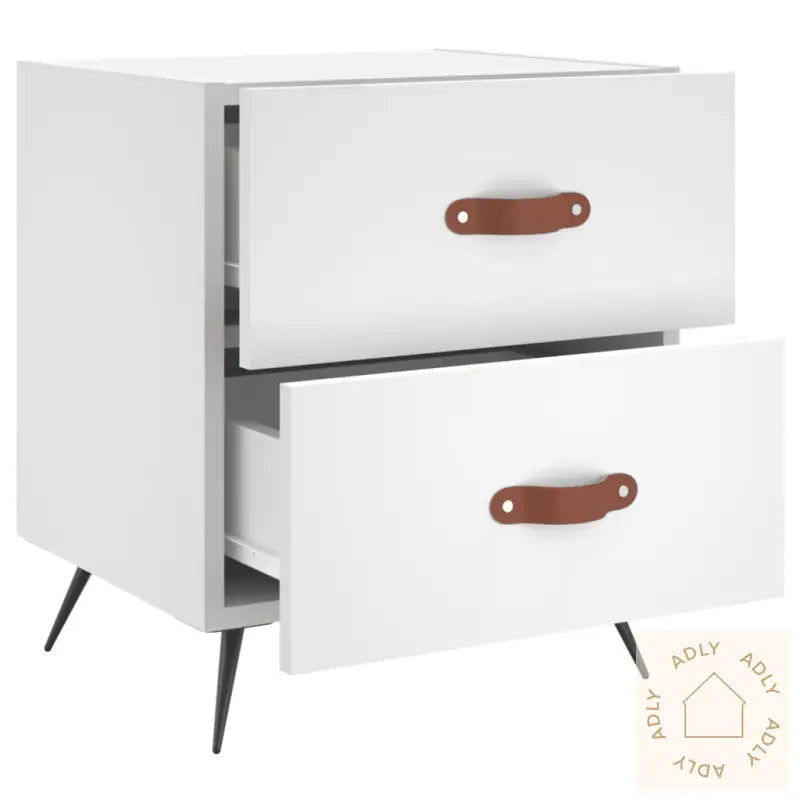 Nattbord 2 Stk Hvit 40X35X47,5 Cm Konstruert Tre