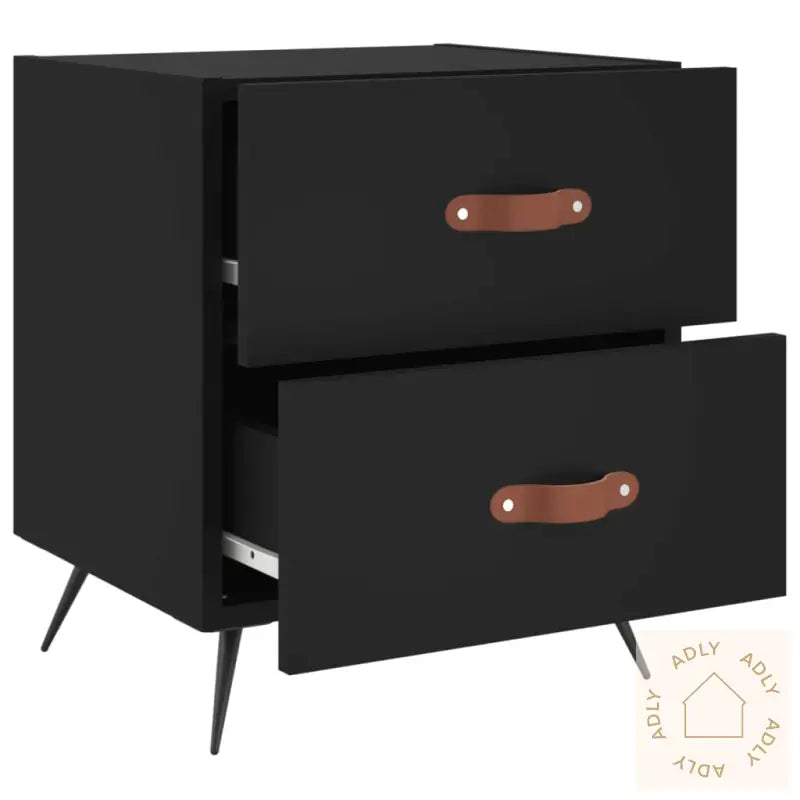 Nattbord 2 Stk Svart 40X35X47,5 Cm Konstruert Tre